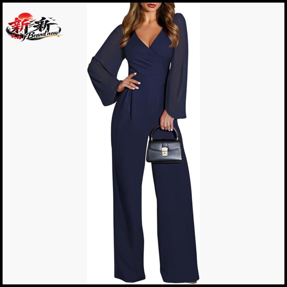Polyester Blend Jumpsuit with Patchwork Chiffon S… - image 1